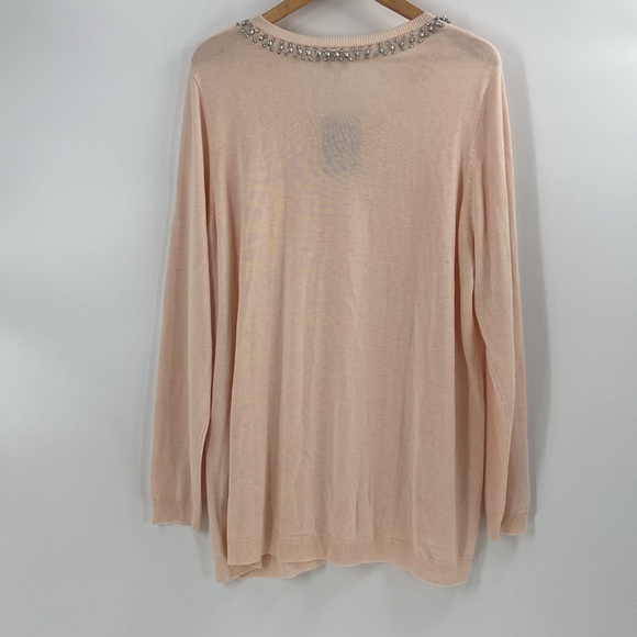 Hot in Hollywood cashmere blend soft pink tunic sweater faux rhinestone detail - Picture 13 of 16